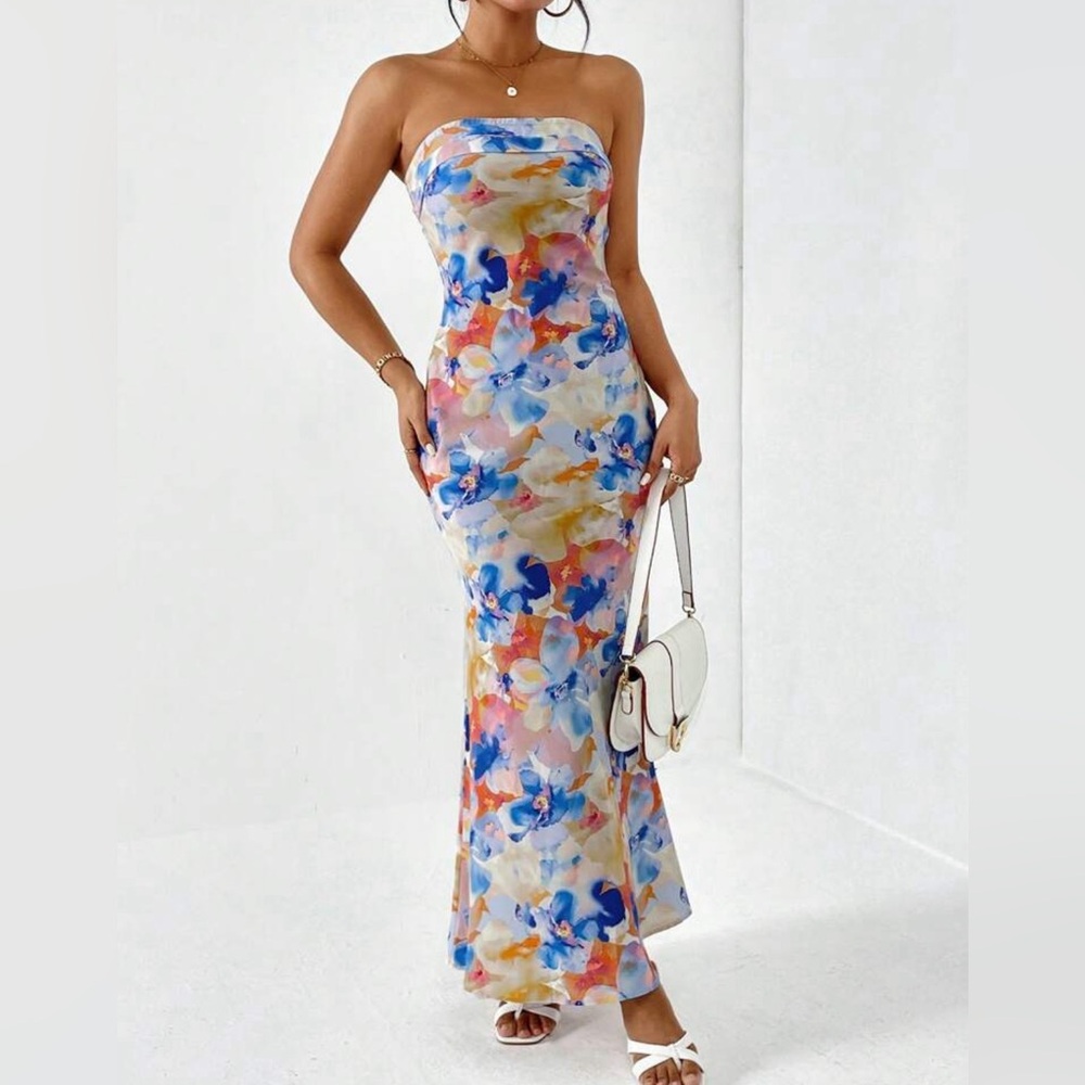 Floral Strapless Maxi Dress
